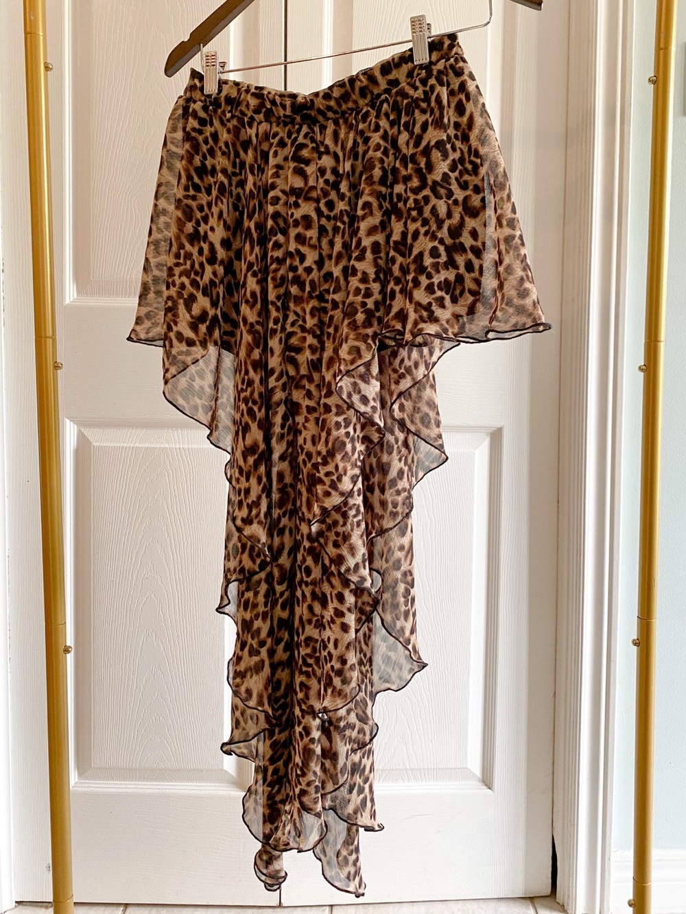 Y2K Cheetah Print Print High-Low Ruffle Vintage Skort